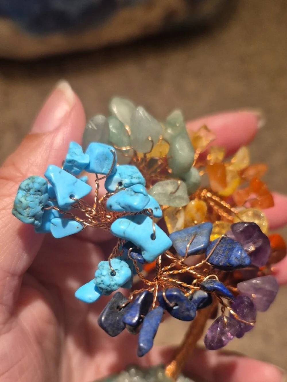 Handmade Rainbow Chakra Tree Amethyst Lapis Lazuli Citrine Jasper Aventurine